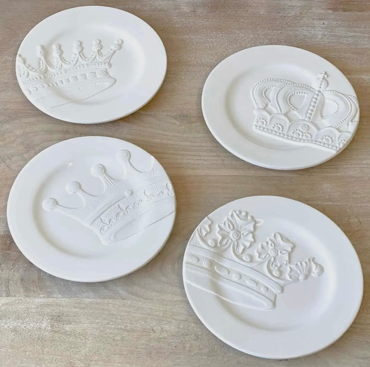 Crown Embossed Plates (Set of 4)
