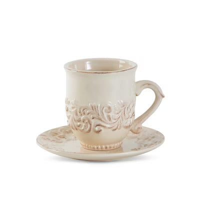 Acanthus Stoneware Cup and Saucer (Set of 2)