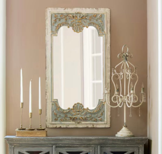 Coquille Carved Wood Mirror