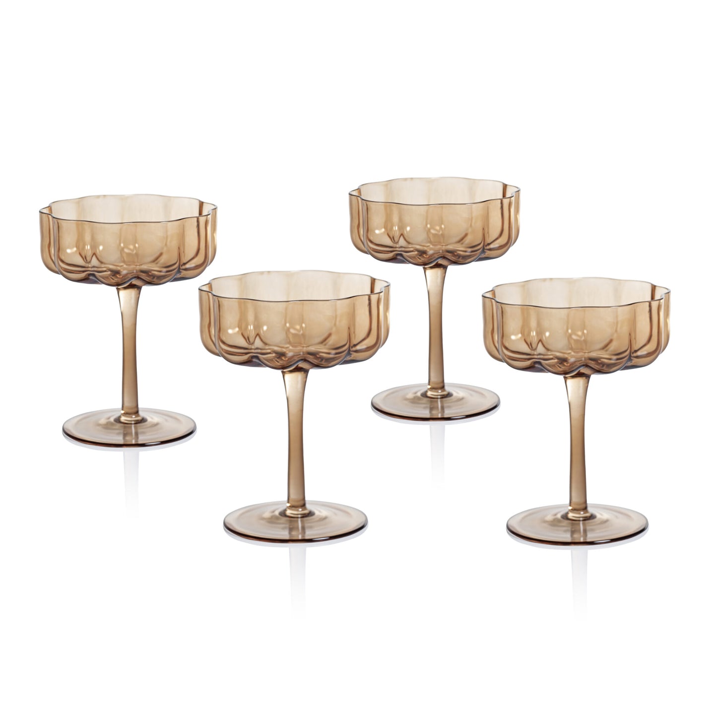 Rocco Amber Coupe Glasses (Sets of 2)