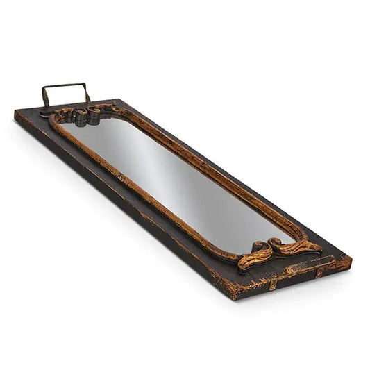 Distressed Black Mirrored Tray