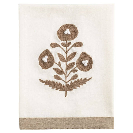 Cream Embroidered Tea Towel