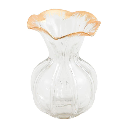 Large Gold Edge Ruffle Vase