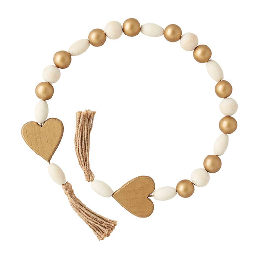 Heart Gold and Wood Beads