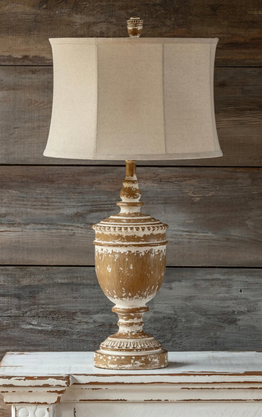 White Washed Finial Lamp