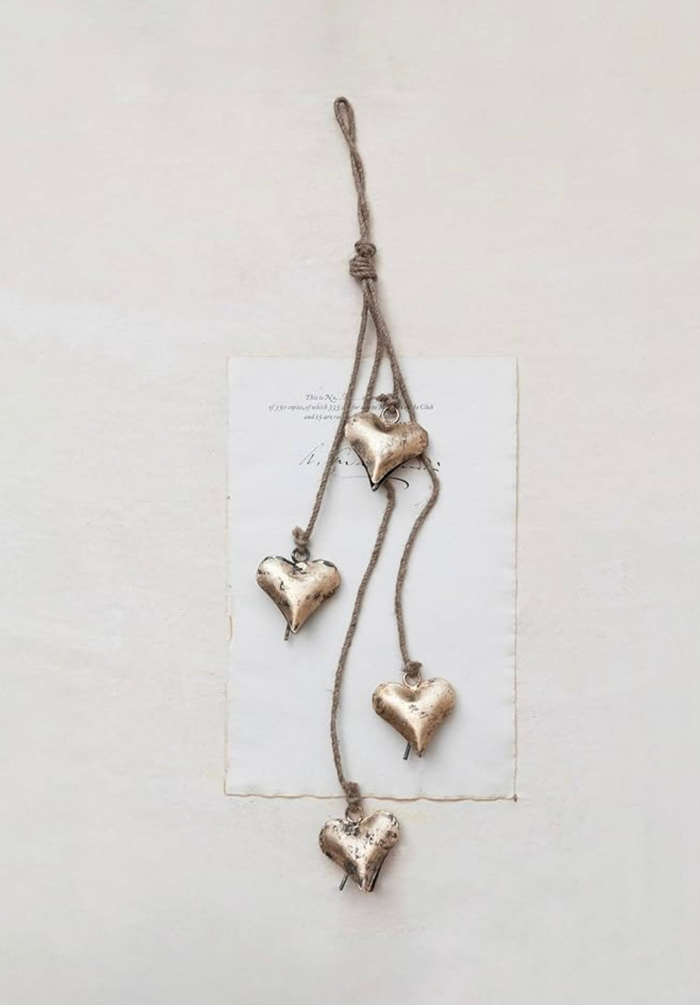 Metal Hearts on Jute Rope