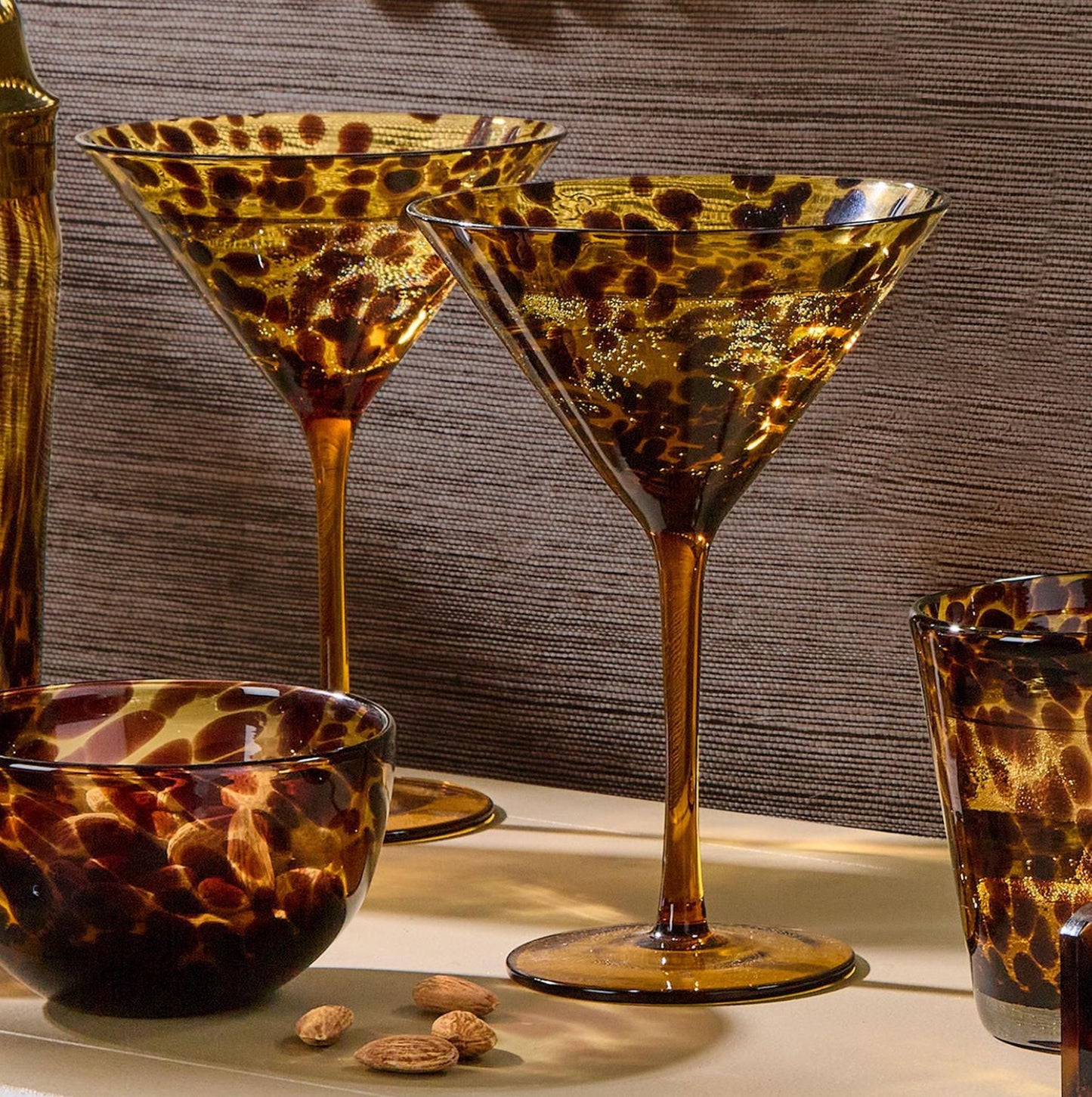 Tortoise Print Martini Glasses (Sold in sets of 2)
