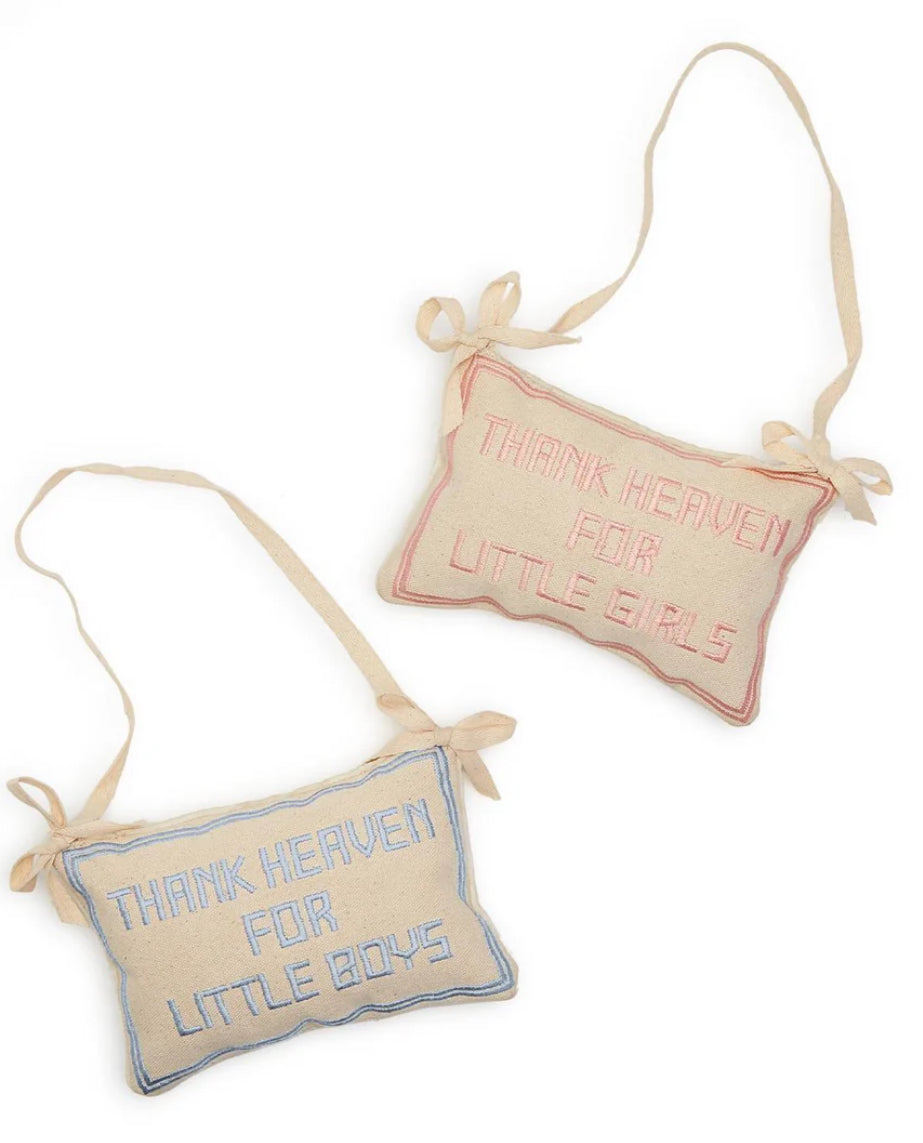 Thank Heaven Embroidered Pillow Door Hanger