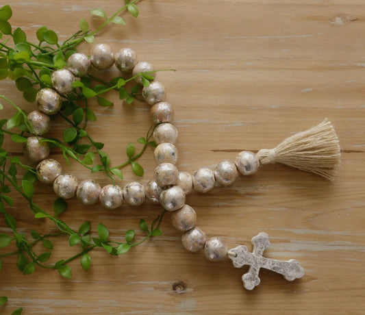 Silver Foil Beads w/ Cross