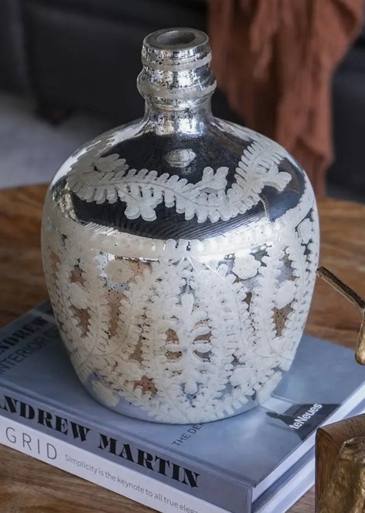 Antique Etched Flower Vase