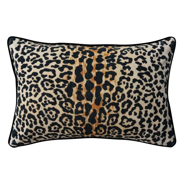 Leopard Lumbar Piping Pillow
