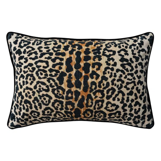 Leopard Lumbar Piping Pillow